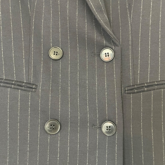 H&M - Women's - Double Breasted Blazer - Dark Blue Pinstripe - Picture 3 of 7